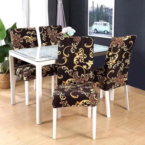 2021 New Doho Pattern Printed Stretch Chair Cover For Dining Room Office Banquet Chair Protector Elastic Material Armchair Cover