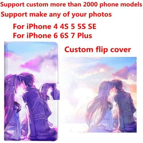 DIY Phone bag Personalized custom photo Picture PU leather case flip cover for iPhone 4 4S 5C 5 5S SE 6 6S 7 8 Plus X