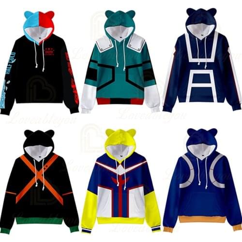 My Hero Academia Children Kids Cat Ear Hoodies Harajuku Boys Girls Women Sweatshirt Long Sleeve Hooded Sweatshirts 2020