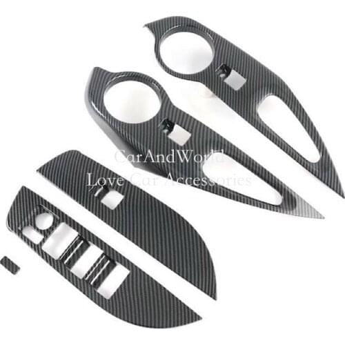 For Toyota Corolla Cross RHD 2019-2021 Interior Door Window Glass Switch Lift Panel Cover Trims Carbon Fiber Car Accessories