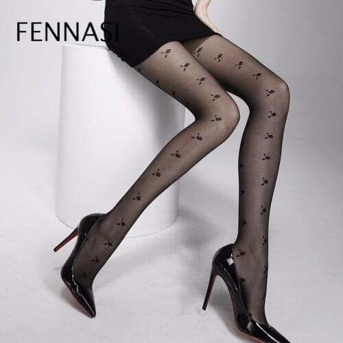 FENNASI Womens Jacquard Leopard Floral Sexy Pantyhose Woman Thin Black Tights WomenStockings Nylons Lady Female Erotic Tights