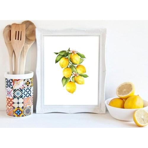 Canvas Painting Lemon Prints Kitchen Wall Art Decor Lemon on the Branch Fruit Pictures Home Room Wall Decoration Poster