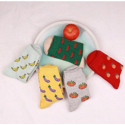 Hot 2019 new fashion brand caramella watermelon pattern cotton socks for men fruit women calcetines chaussette femme meias WZ030