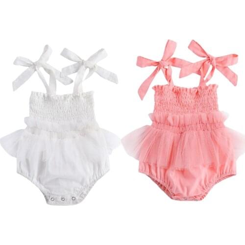Lioraitiin 0-18M Newborn Infant 2Styles Toddler Baby Girl Fashion Romper Lace Patchwork Sleeveless Jumpsuit Clothing