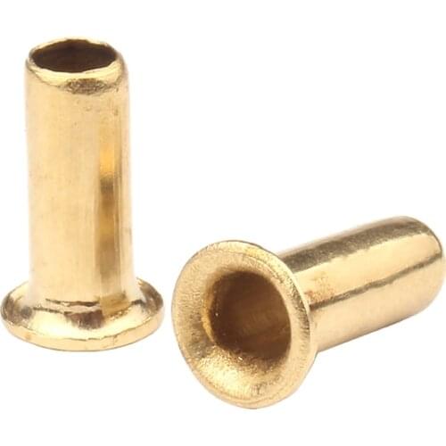 M2.5 M3 M4 M5 Brass Hollow Rivet Copper Chicken Eye Button Single Pipe With Brass Hole Rivet