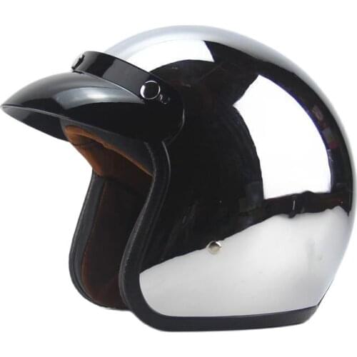 Open-Face Helmets Mirror Silver Chrome Vespa Open Face Motorcycle Motorbike Helmet Retro Moto Helmets DOT,Helmet bubble m