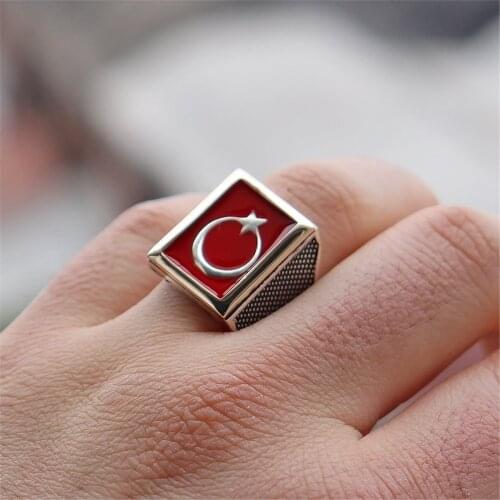 Cabochons the Moon the stars 925 Sterling 925 K Silver Templar Male Ring