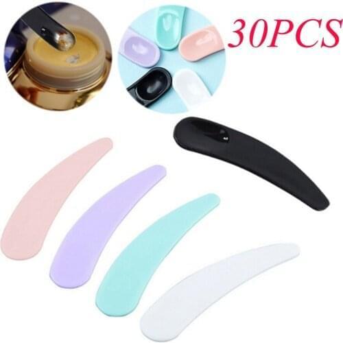 30Pcs Mini Cosmetic Spatula Disposable Curved Scoop Makeup Mask Cream Spoon Eye Cream Stick Make Up Face Beauty Tool Kits