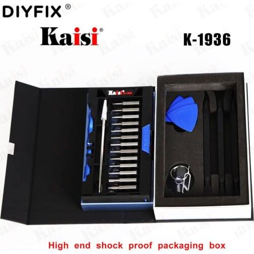 Kaisi K-1936 Screwdriver Set Magnetic Bits With Anti-static Tweezers Opening Pry Cowbar For Opening Electronics Repair Tool Kit