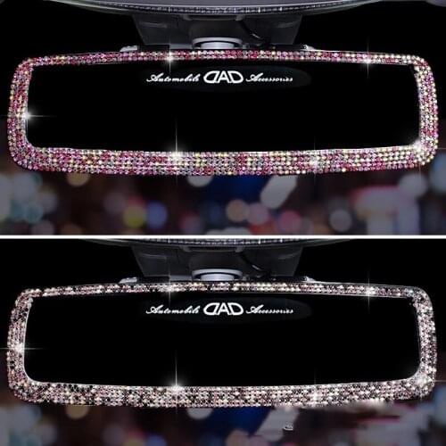 New Diamond-encrusted Car Mirror Interior Rearview Mirror Universal Auto Rear View Mirror Auto Accessories for Car SUV Van Truck