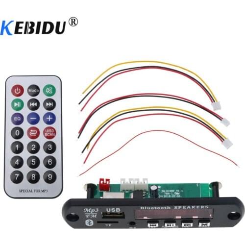 Kebidu 5-12V MP3 WMA WAV Decoder Board Wireless Bluetooth V4.1 Module Audio USB TF Radio FM Speakers For Car accessories