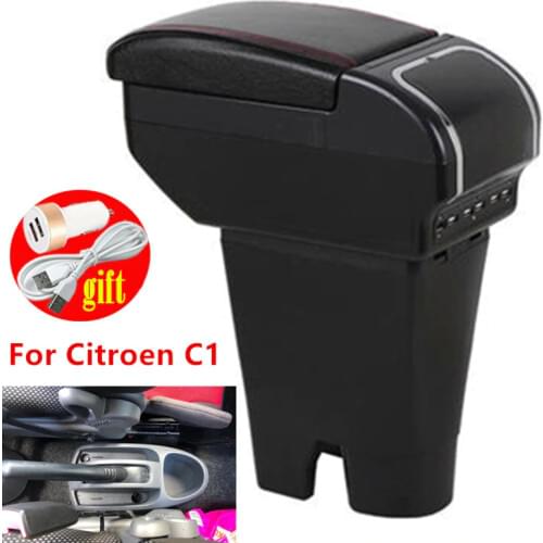 Car armrest for Citroen C1 arm rest leather USB storage box Double center censole interior decoration accessories parts