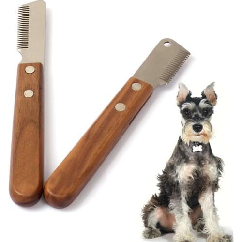 Professional Dog Comb Stainless Steel Wooden Handle Stripping Knife Pet Hair Remover Pluck Excess Undercoat Accessories