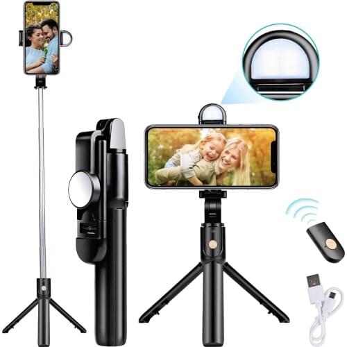 Bluetooth Extendable Selfie Stick with Wireless Remote & 2 Level Fill Light for Making,Stand Selfie Stick for All Smart Phones