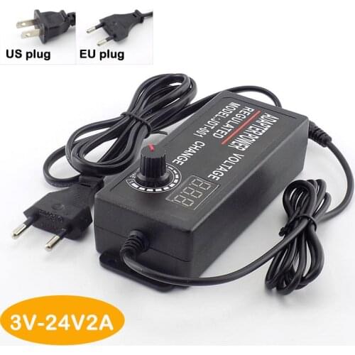 Adjustable AC DC Power Supply 3V 24V 2A 48W adaptor 5.5mm *2.5mm Power Adapter led Screen Display EU US adaptadores Charger