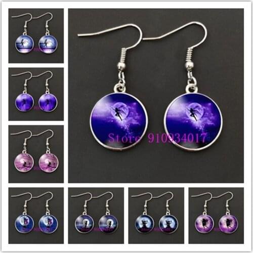 Fairy tale art photo glass cabochon angel on the moon fashion jewelry jewelry women earrings decoration girls birthday gifts