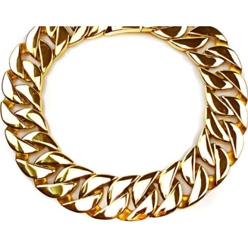 Pet Dog Gold Chain Gold Metal Collar Super Qaulity High Polished Plain Chain Stainless Steel 32mm Pet Suppliers Pitbull Bulldog