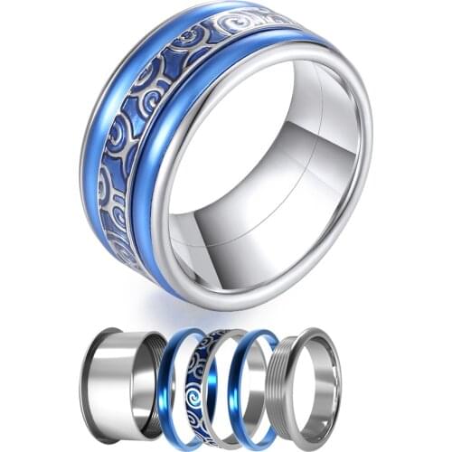 Legenstar Stackable Rings Blue Enamel Interchangeable Band Set Stainless Steel Statement Anillos Mujer Femme Anillos Mujer Bague