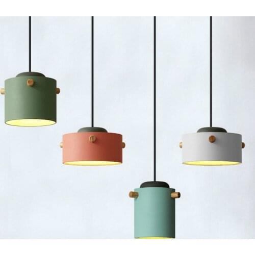 Modern Pendant Light Nordic Led Wooden Lighting Hanging Fixture Suspension Kitchen Dining Living Bedroom Bedside Decoration Lamp