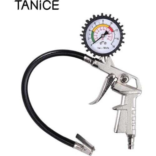 TANiCE Tire Inflator Gauge Gun Measure Pressure 220PSI 16Bar Tyre Inflator For Check Pressure Inflate Tyres Deflate Tyres Tester