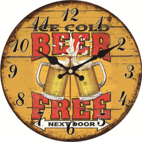 WONZOM Beer Wine Glass Silent Wall Art Large Wall Clock, Wall Watch For Home Decor Study, No Ticking Sound, Creative Decoration