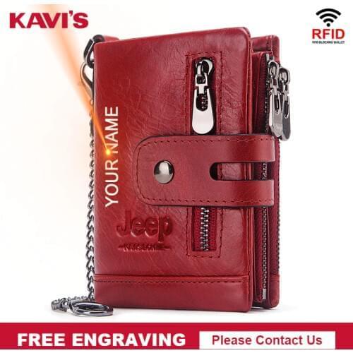 Free Eangraving Fashion Women Wallets Genuine Leather Lady Female Hasp Double Zipper Design Coin Purse ID Card Holder Vallets