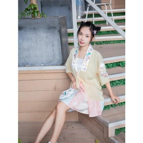 2021 New Improved Hanfu Modern Chinese Style Female Costumes Oriental Dance Stage Performance Clothing Summer Hanfu Suit DQL4633