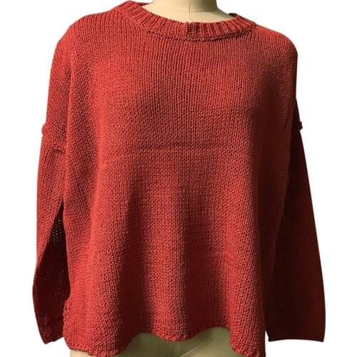 Pullover sweater knitted women winter 2020 Red round neck long sleeve womens plus size sweater pure color casual pullover