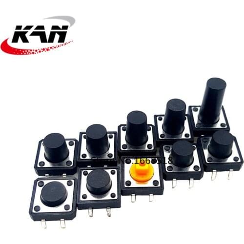 12x12mm Panel PCB Momentary Tactile Tact Mini Push Button Switch DIP 4pin 12x12x4.3/5/6/7.3-9 MM 12*12*4.3MM 5MM 6MM 7MM 8MM 9MM