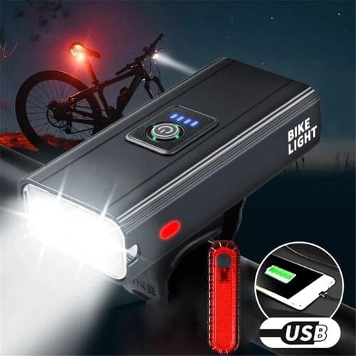 2*6t Bicycle Headlight Usb Recharge Spare Parts For Bike Mtb Waterproof Riding Equipment Display Power 2400mah Lighting Light