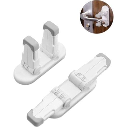 LBER 2PC Refrigerator Door Lever Lock Children Kids Safety Doors Handle Locks Baby Anti-Open Protection Device