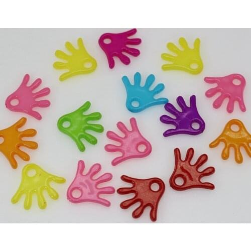 200 Mixed Color Plastic Cute Hands Charms Pendants 20X18mm