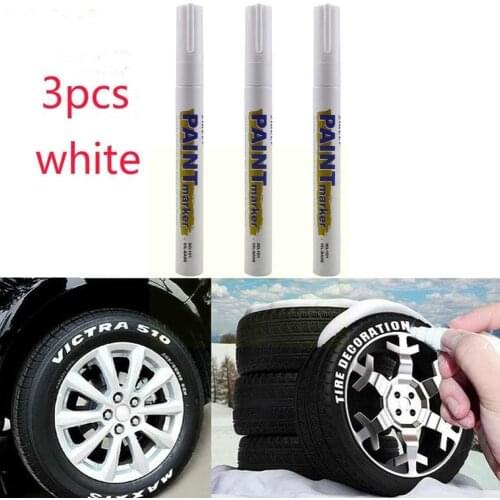 3pcs White Paints Pens Paint Markers Waterproof Automobile Paint Pen Dry And Vehicle Set Tire Permanent Quick Oil-based Par B6I5