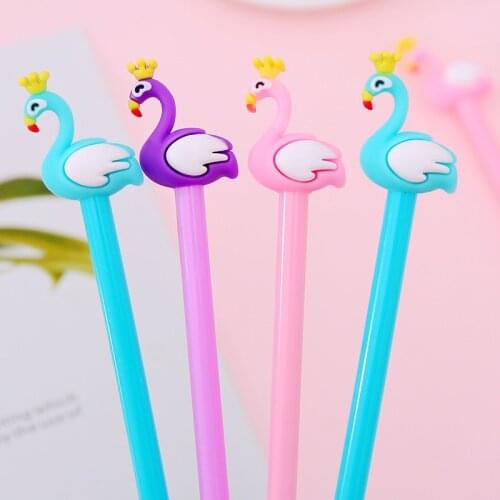30pcs Korean ins girl heart crown swan neutral pen cute cartoon flamingo signature pen student test pen