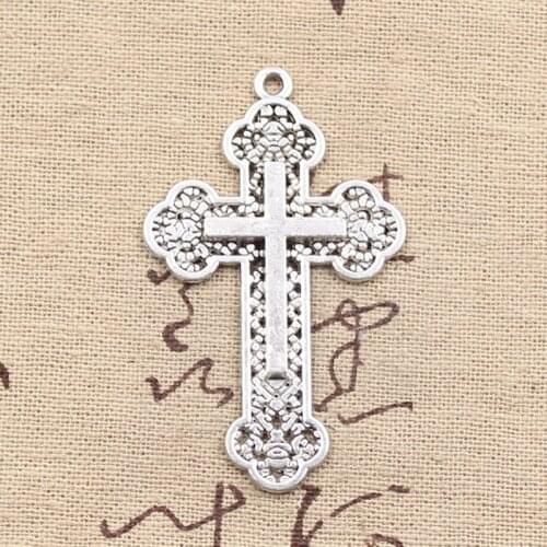 3pcs Charms Cross 54x33mm Antique Pendant fit,Vintage Tibetan Silver color,DIY For Handmade Jewelry