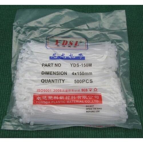 500Pcs/pack 4*150mm high quality width 2.8mm Factory Standard Black color Self-locking Plastic Nylon Cable Ties,Wire Zip Tie