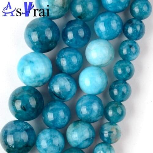 6 8 10mm High Quality Genuine Natural Blue Apatite Jades Stone Beads For Jewelry Making Round Loose Spacer Beads DIY Bracelet