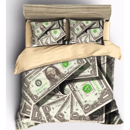 AHSNME Sweet dreams make a fortune for a hundred dollars Customizable King Queen Full Bedding Sets Duvet Cover pillowcase set