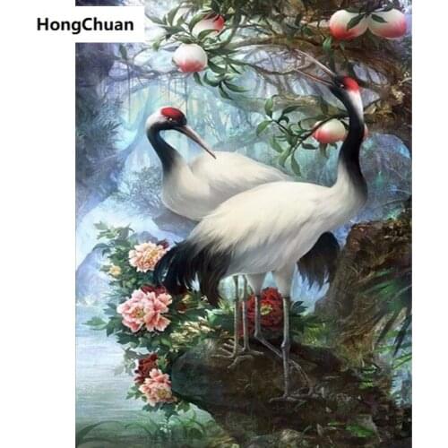Diamond embroidery, couple cranes, 5d diamond painting square, round diamond inlay, rhinestone pictures, cross stitch, new year
