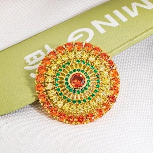 Elegant Women Brooches Luxury Colorful Cubic Zirconia Round Flower Brooch Pin Men Clothes Accessories Wedding Jewelry broche