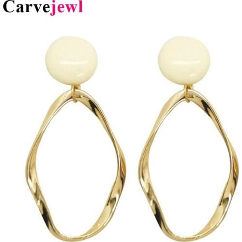 Carvejewl Simple Personality Irregular Geometric Clip Earrings Fashion Temperament round resin earrings Girl Womens Accessories