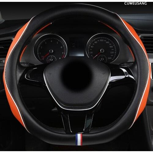 CUWEUSANG Leather Car Steering Wheel Cover For GMC Sierra Yukon Terrain Acadia Savana Envoy Canyon 1500