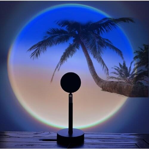 Sunset Lamp Decor Rainbow Atmosphere Night Light Sunrise Daybreak Light For Room Decorative Luminaires Tiktok Table Lamp
