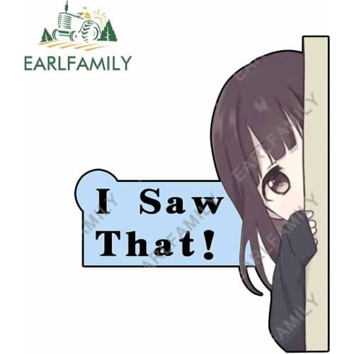 EARLFAMILY 13cm x 6cm I Saw That Anime SAYU Peeker Car Stickers and Decals Scratch-Proof Creative Laptop Windows Decor Car Wrap