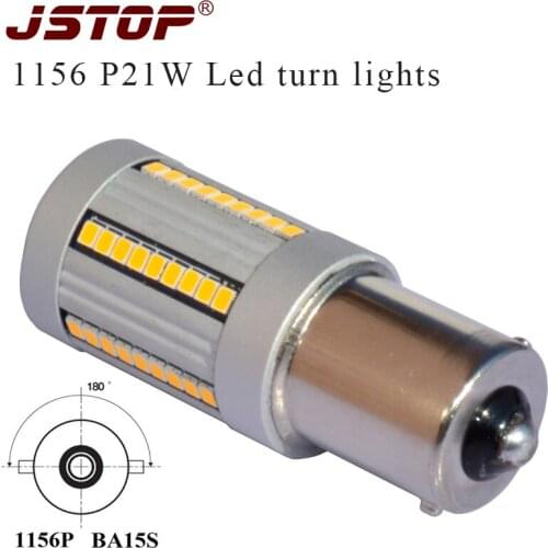 JSTOP 2pcs No Resistor Required Yellow LED BA15S 1156 P21W canubs lamp LED car Bulbs For Front Turn Signal Lights No Hyper Flash