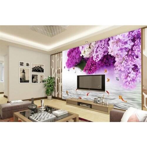Classic painting wallpaper Lavender Fish Stereo TV Backdrop custom 3d photo wallpaper Home Decoration