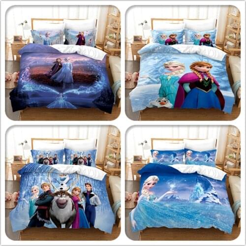 2021 Disney Frozen 3d Printed Bedding Set Duvet Cover Set Pillowcase 2/3pcs Children Kids Bed Linen Twin Full Queen King Size