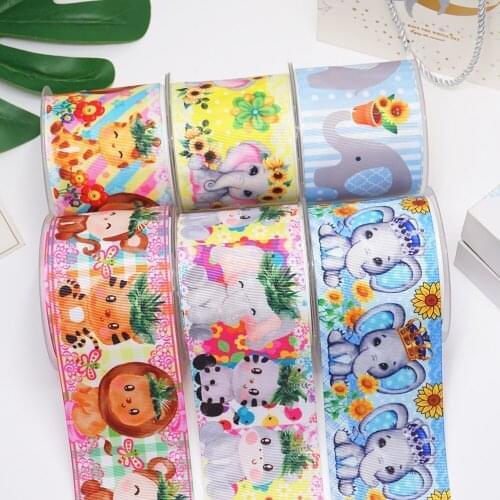 3 Inch 75 mm Cartoon Printed Grosgrain Ribbons For Hair Bows Craft Suppliers 54517