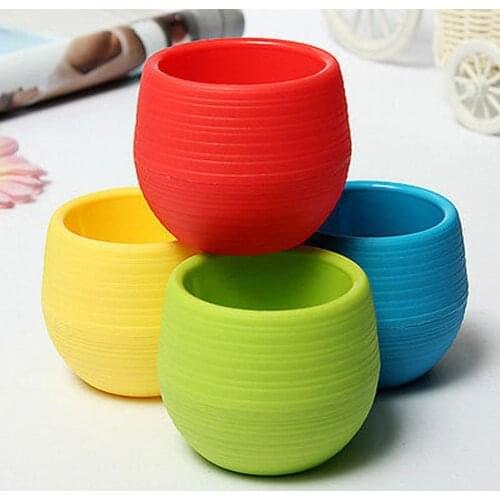 Creative Eco-friendly Colourful Mini Round Plastic Plants Flower Pot Saucer Tray Planter Home Desk Garden Decor Plant Container