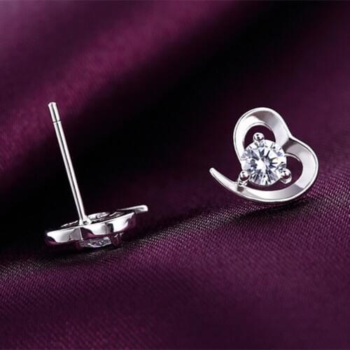 2020 Hot Sale Small Peach Heart Earring For Girl Love Crystal Stud Earrings Rhinestone Minimalist Women Jewelry